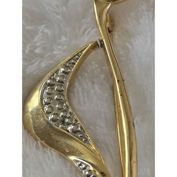 Rhinestone Musical Note Brooch Gold Tone Elegant Lapel Pin Jewelry - Picture 4 of 6